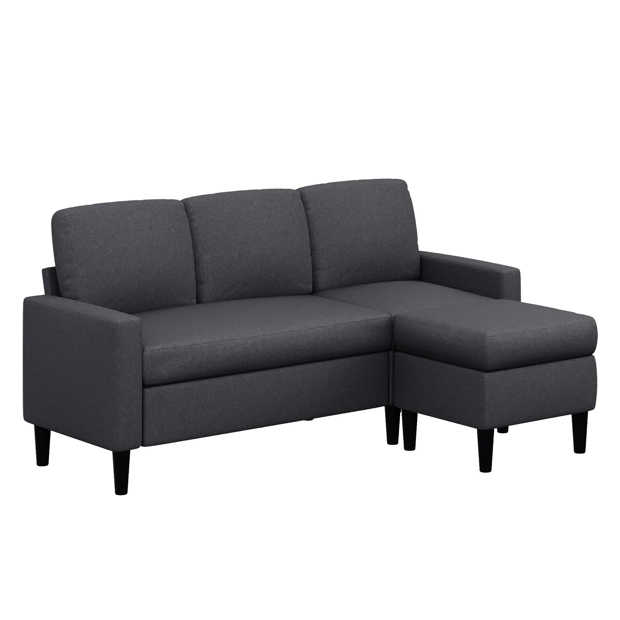 Walsunny Convertible Sectional Sofa Couch, L-Shaped with Reversible Chaise, Grayish Black A704