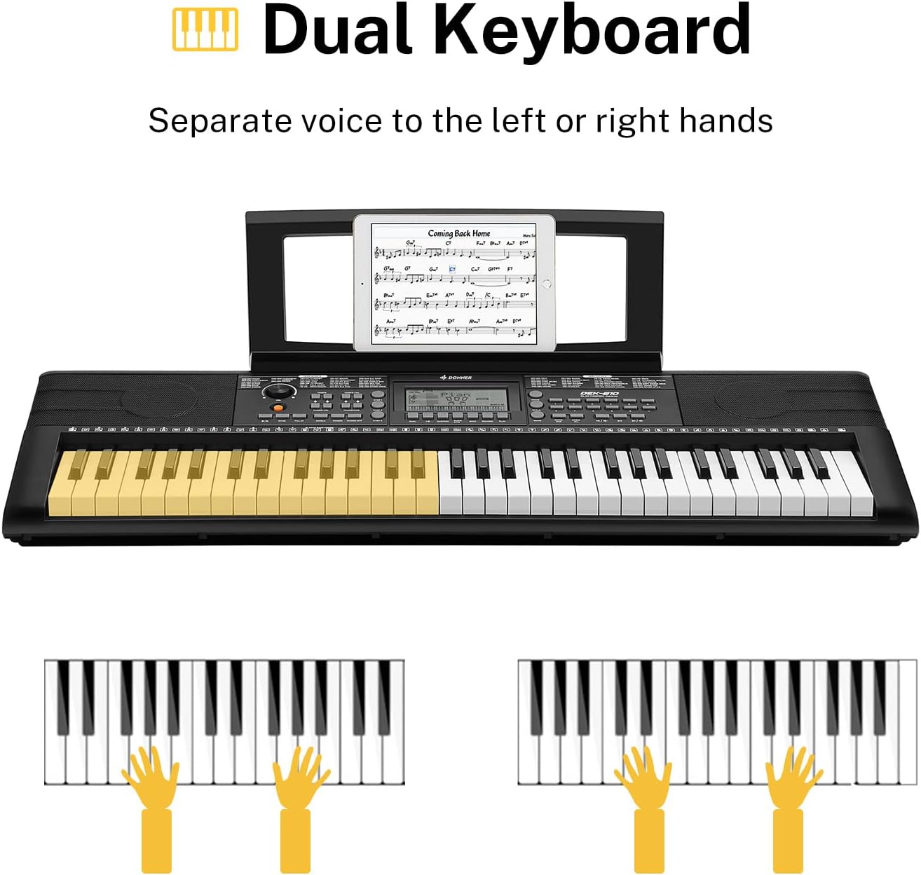 Donner 61 Key Full Size Electric Piano Keyboard with Stand, Stool, Microphone T4091