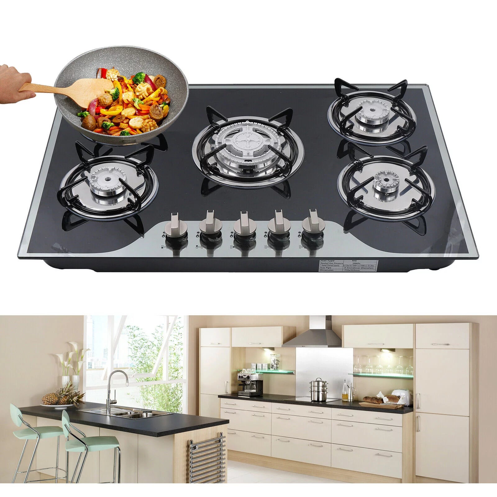 30" Built-in Gas Cooktop 5 Burner LPG/NG Q5701