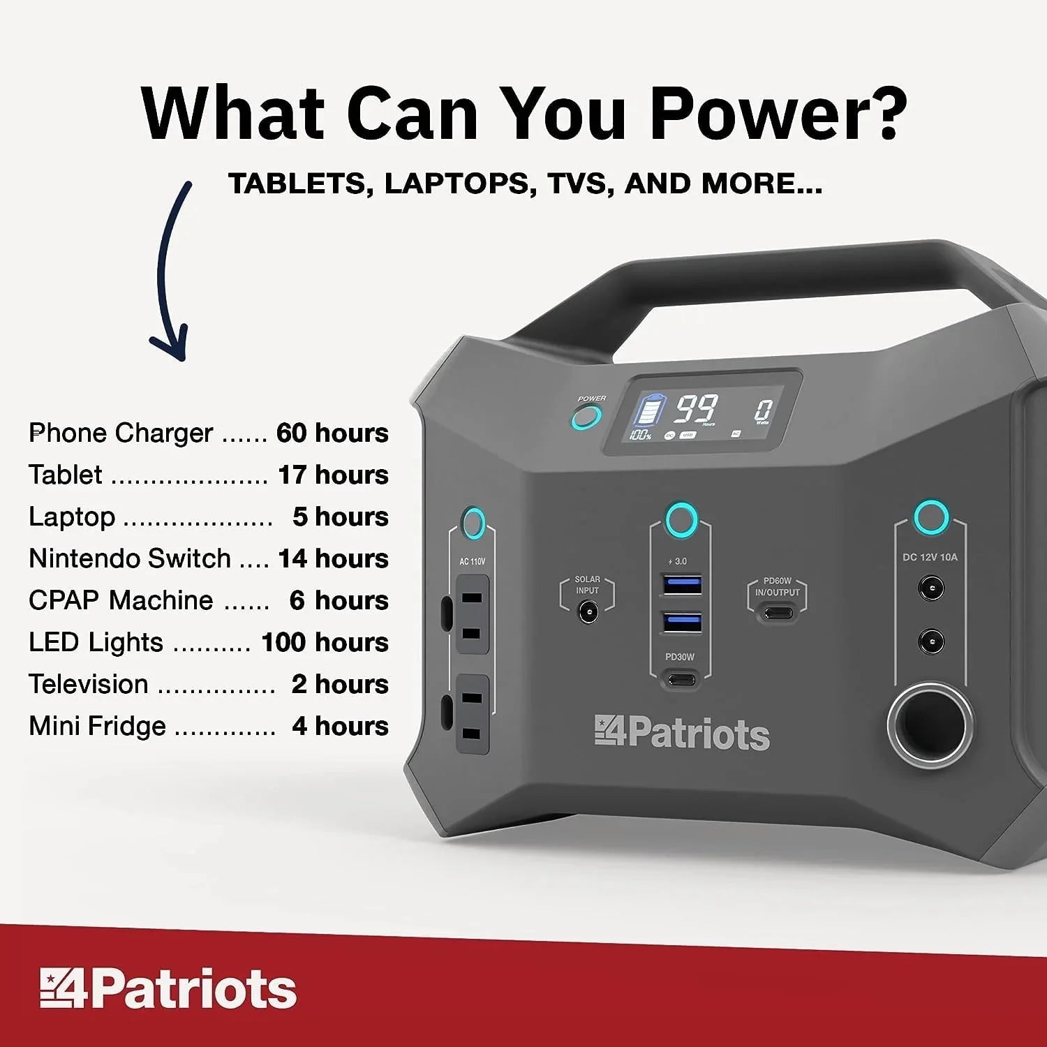 4Patriots Patriot Power Sidekick Solar Generator 300Wh Portable Power Station with 40W Solar Panel L604162