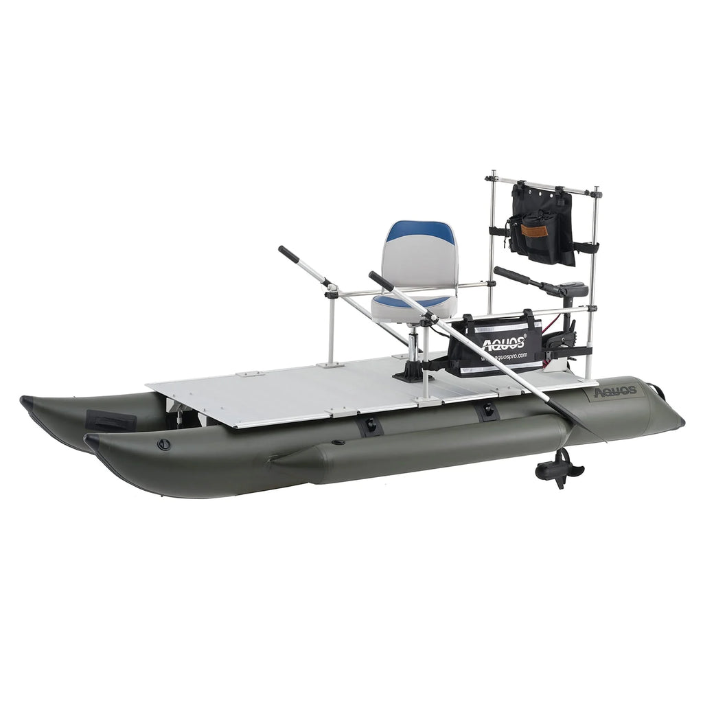 AQUOS 11.5ft Inflatable Pontoon Boat with Haswing 12V 55LBS Remote Trolling Motor L61150