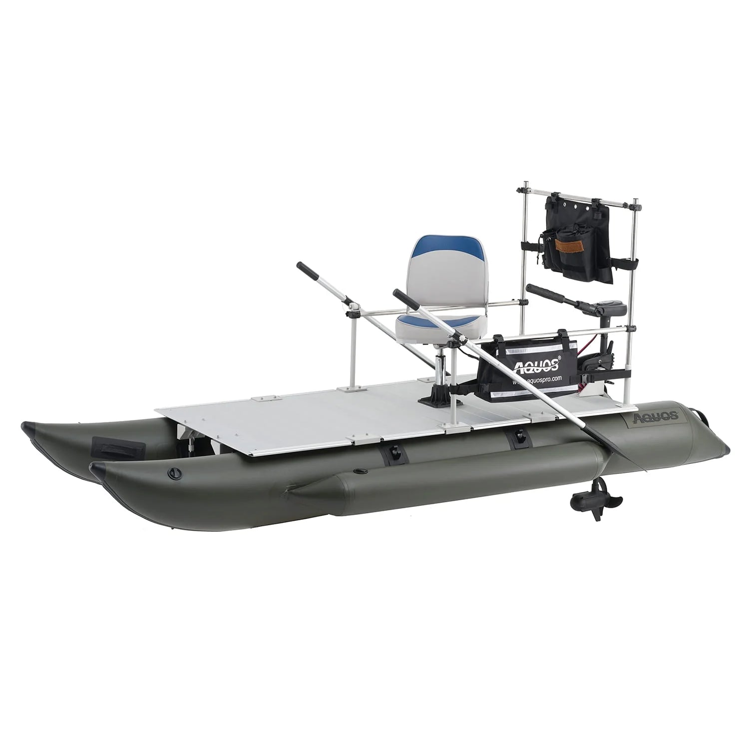 AQUOS 11.5ft Inflatable Pontoon Boat with Haswing 12V 55LBS Remote Trolling Motor L61150