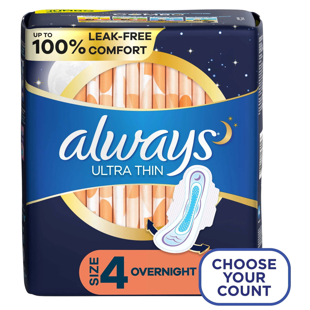 Always Ultra Thin Overnight Pads with Wings Size 4, 36 Count L6469
