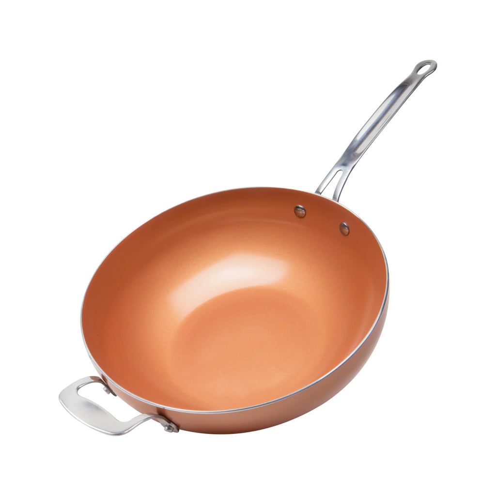 Copper Non-Stick Wok with Lid, 12" A689149