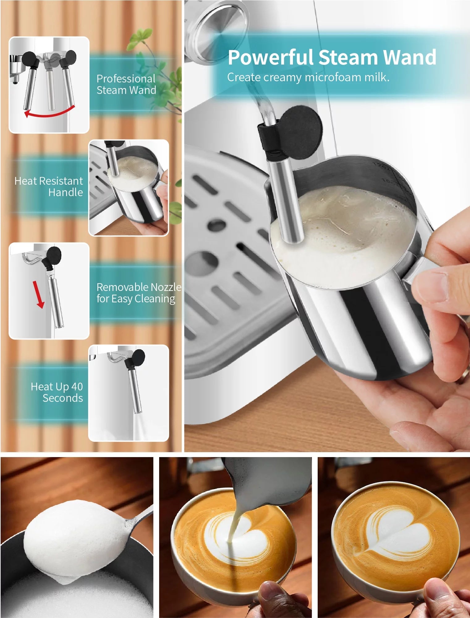 Gevi Espresso Machine 20 Bar Automatic Coffee Maker with Milk Frother Wand, White A499223