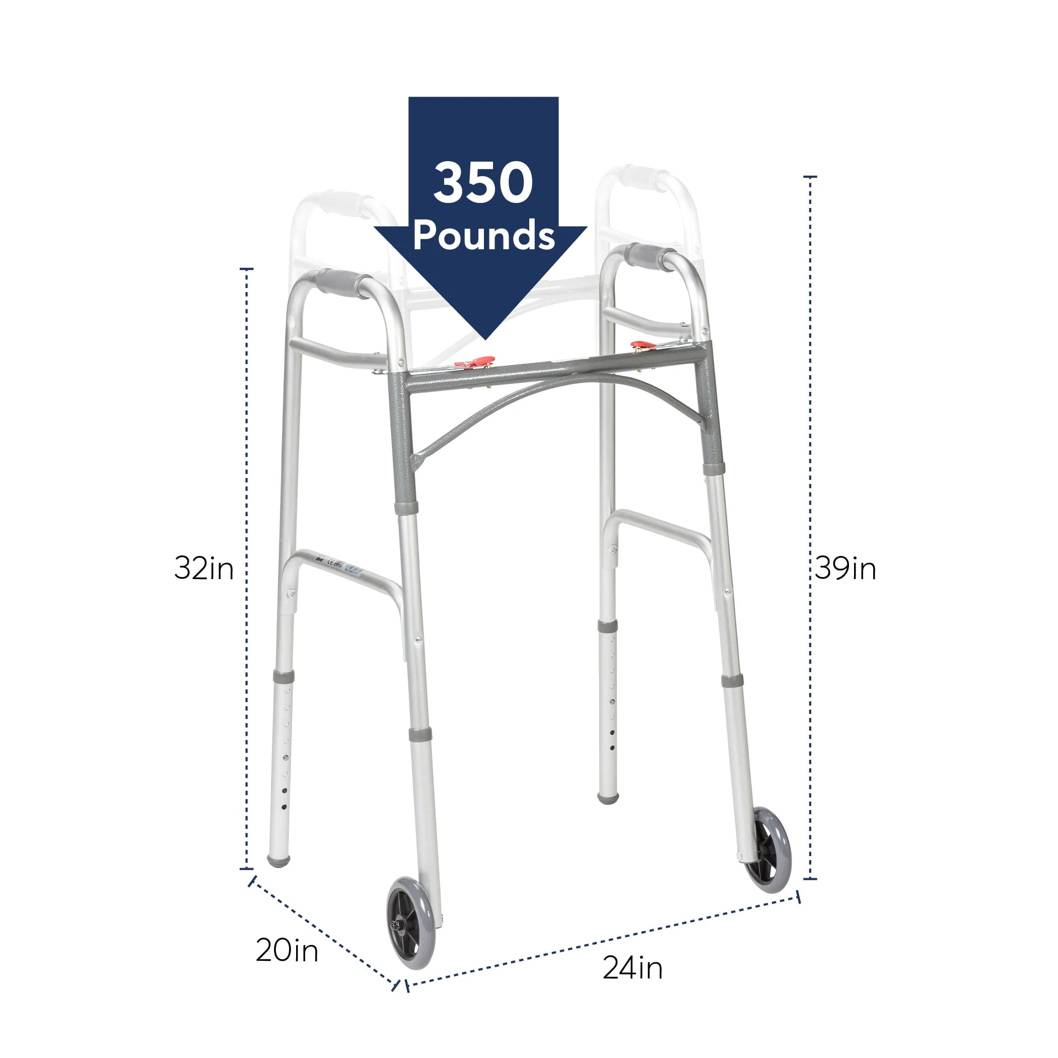 Drive Medical PreserveTech Deluxe Two Button Folding Walker with 5 Wheels B583567