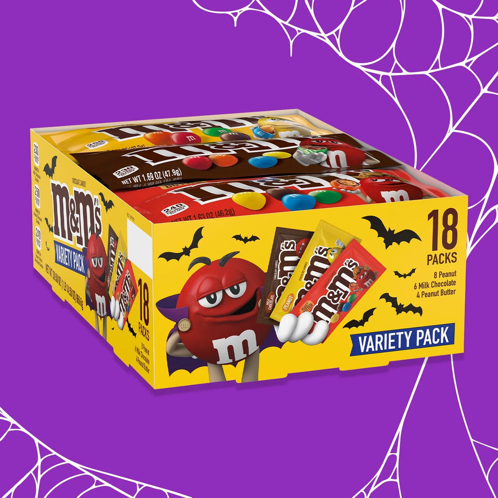 M&M's Full Size Halloween Chocolate Candy Bars 18ct Box E99576
