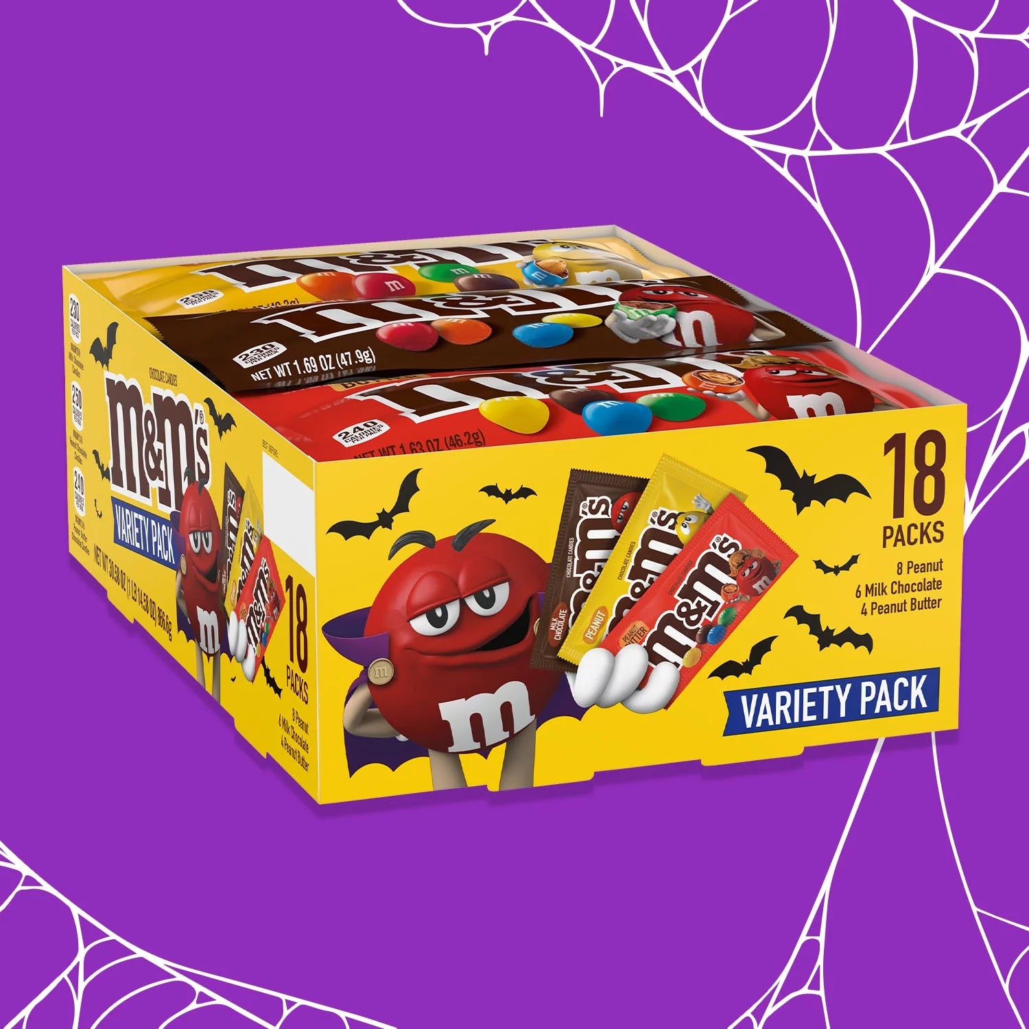 M&M's Full Size Halloween Chocolate Candy Bars 18ct Box E99576