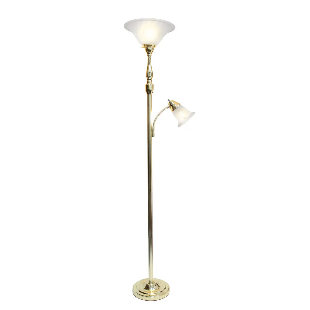 Elegant Designs 2-Light Torchiere Floor Lamp, Brushed Nickel B247