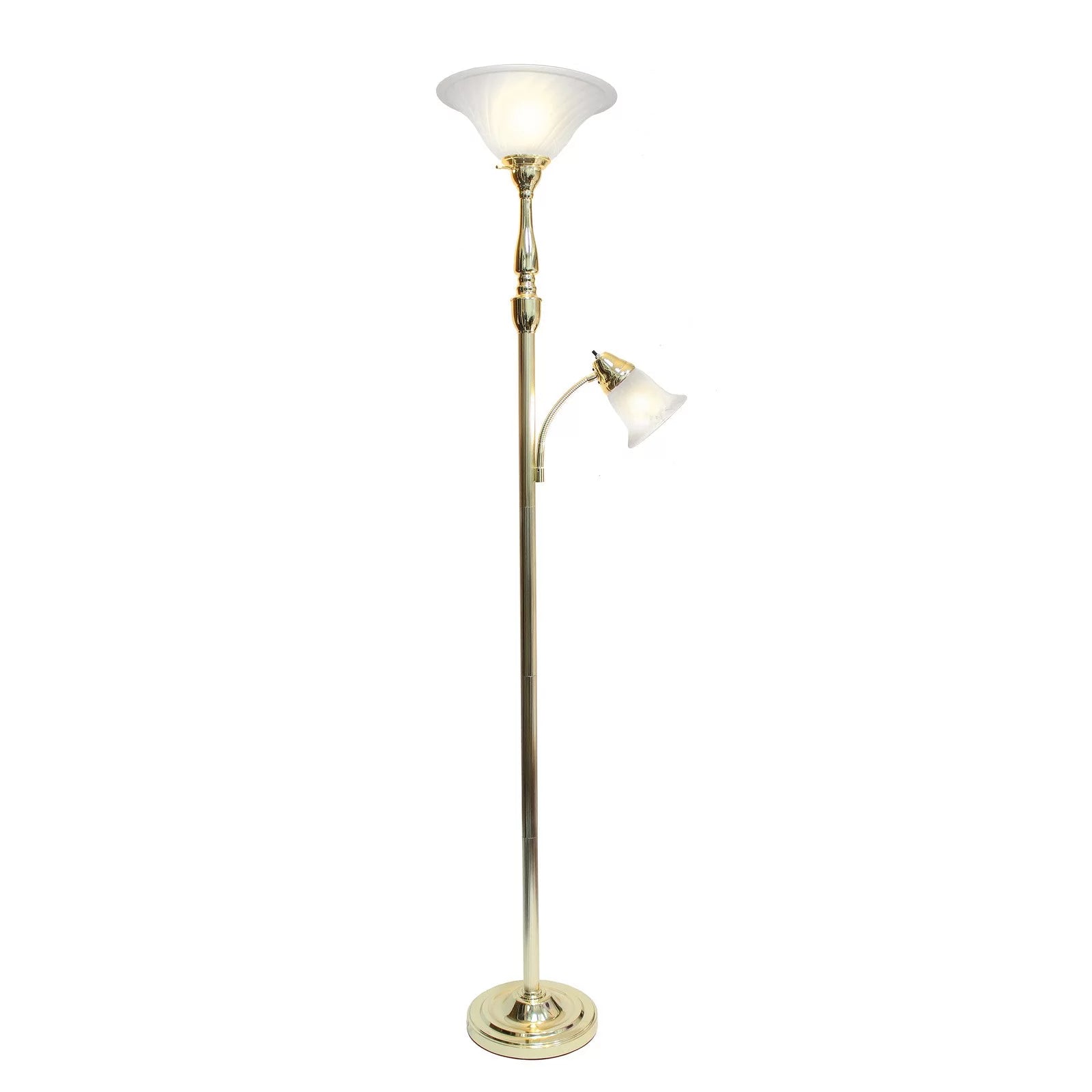 Elegant Designs 2-Light Torchiere Floor Lamp, Brushed Nickel B247