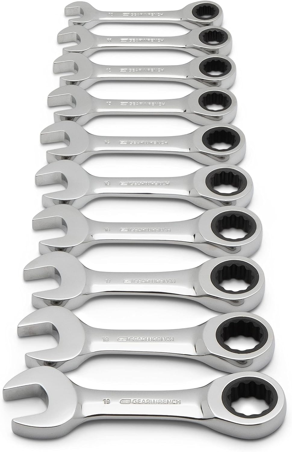 GEARWRENCH 10 Pc. Stubby Ratcheting Combination Wrench Set, Metric Q7741