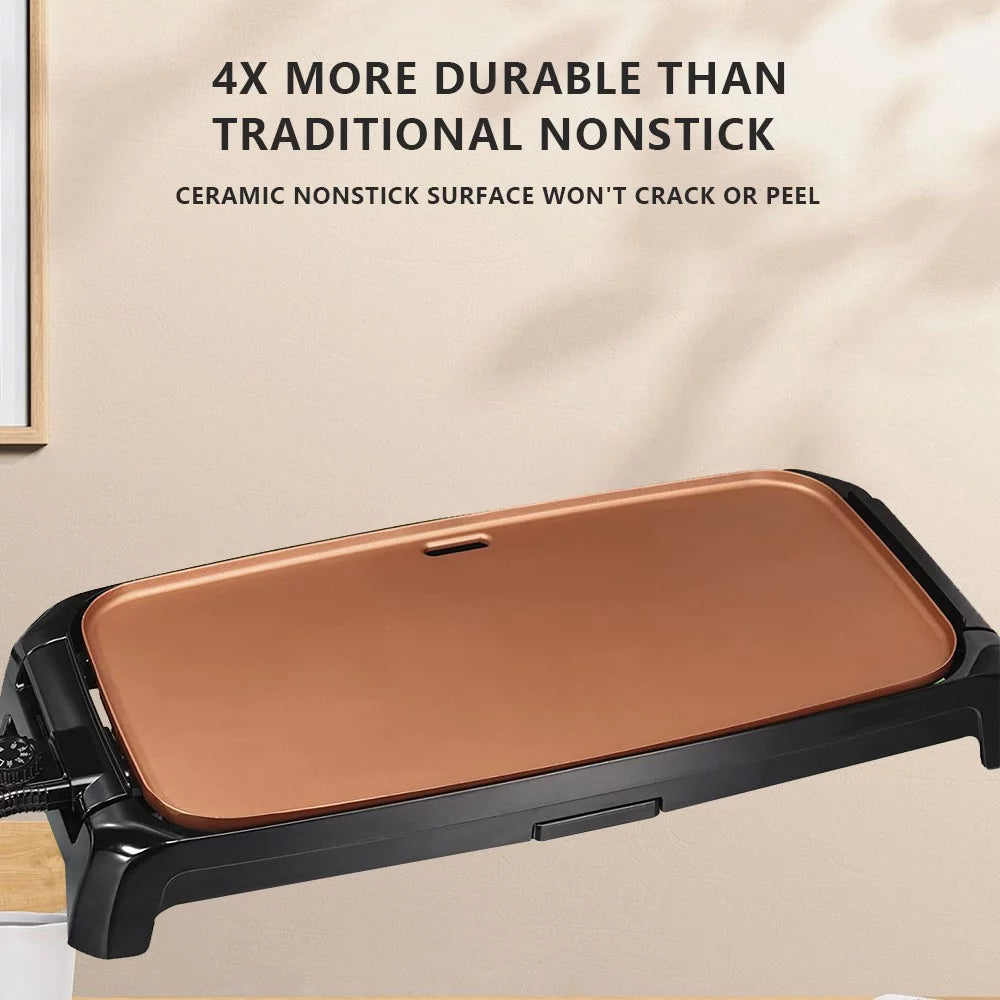 Nonstick Ceramic Electric Griddle - 200 Sq Inch Cooking Surface U147
