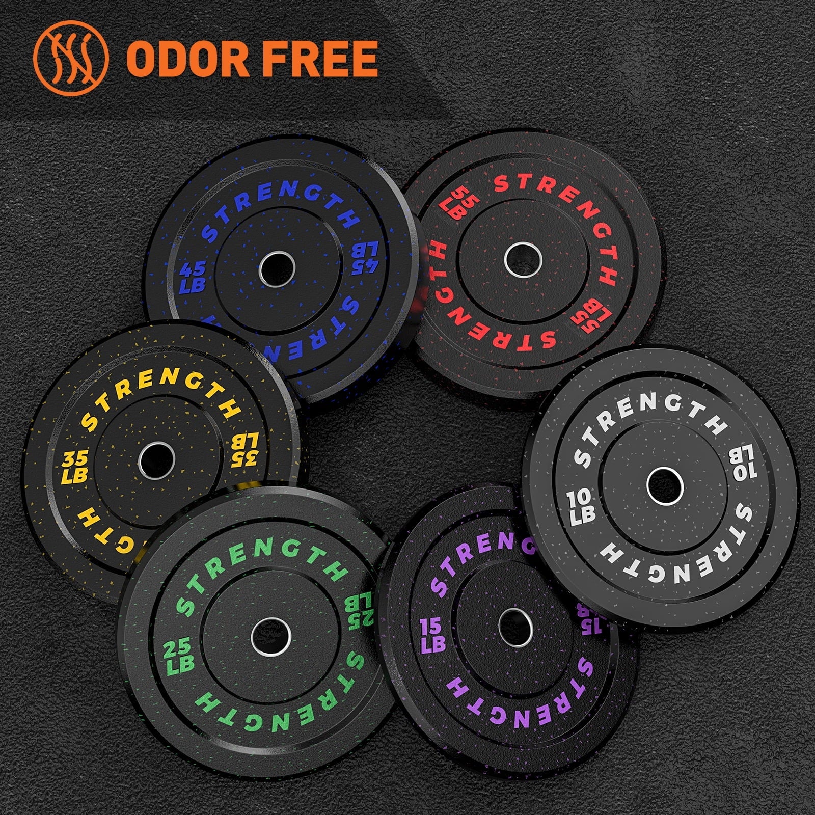 GIKPAL Olympic Bumper Plates, 10lb to 55lb, High-Bounce Rubber Weight Plates E623440