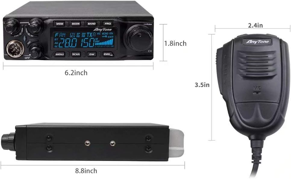 AnyTone AT-6666 10 Meter Radio for Truck, SSB/FM/AM/PA, 60W PEP R258647