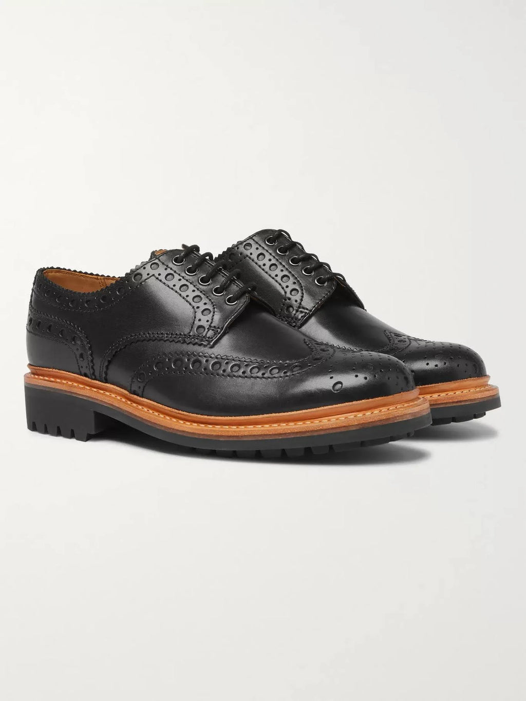 Grenson Men's Archie Leather Wingtip Brogues Black F690