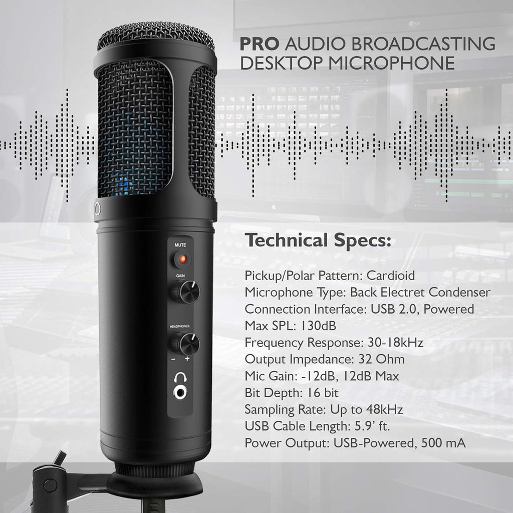 Pyle PDMIUSB50 USB Condenser Microphone with Tripod Stand, 2 Pack B738508