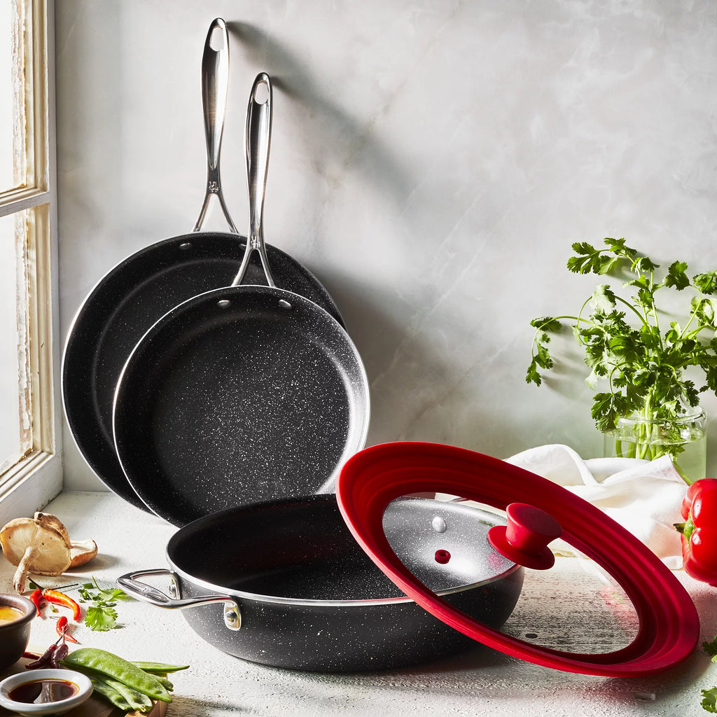 Henckels Capri Notte 4-pc Aluminum Nonstick Cookware Set with Universal Lid V962227