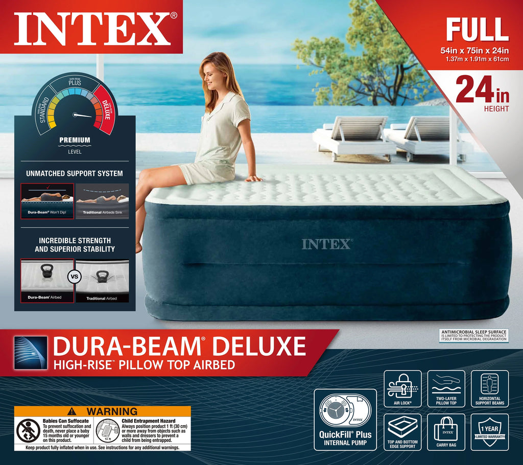 Intex Dream Lux Pillow Top Dura-Beam Airbed Mattress with Internal Pump, Full B359