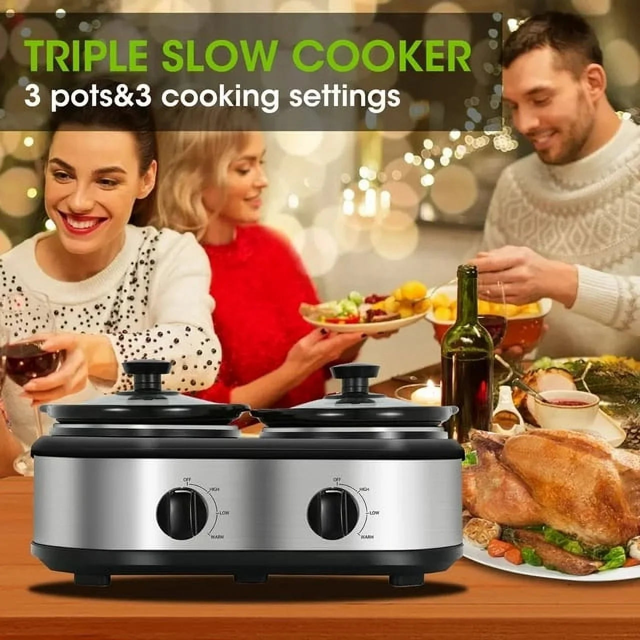 CozyHom 2.5QT Dual Pot Slow Cooker with Adjustable Temp R17780
