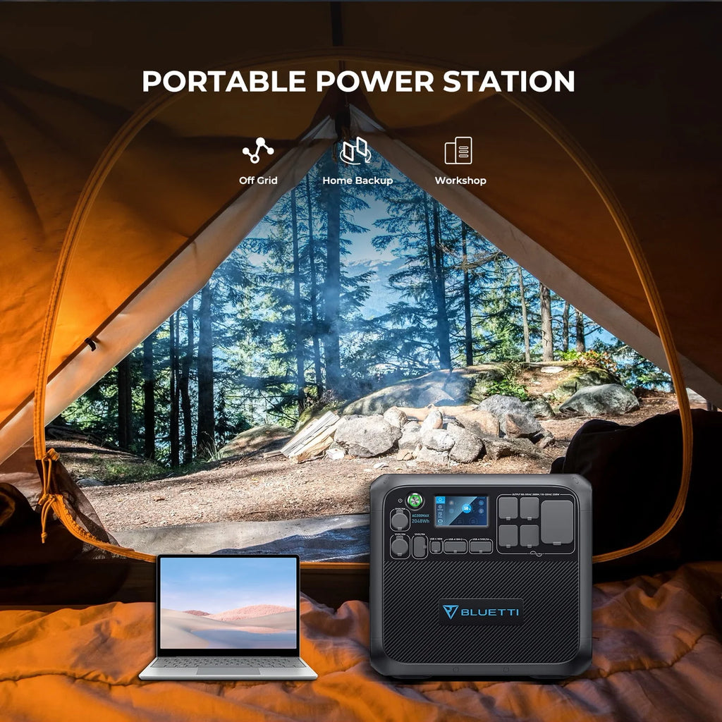 Bluetti AC200MAX Portable Power Station with 380W Solar Panel, 2048Wh R1977