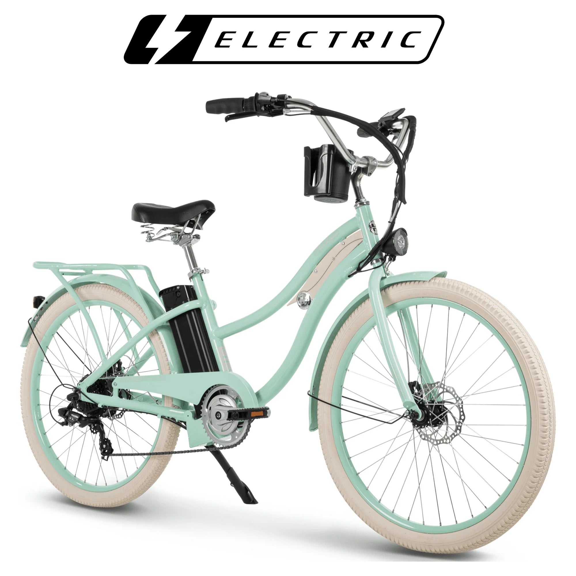 Huffy Nel Lusso 26-in 7-Spd Electric Cruiser Bike with Throttle, Ages 14+ Years,  Mint Green,  36V, 350W, UL 2849 Compliant and Certified by Accredited Labs ACT and ITS