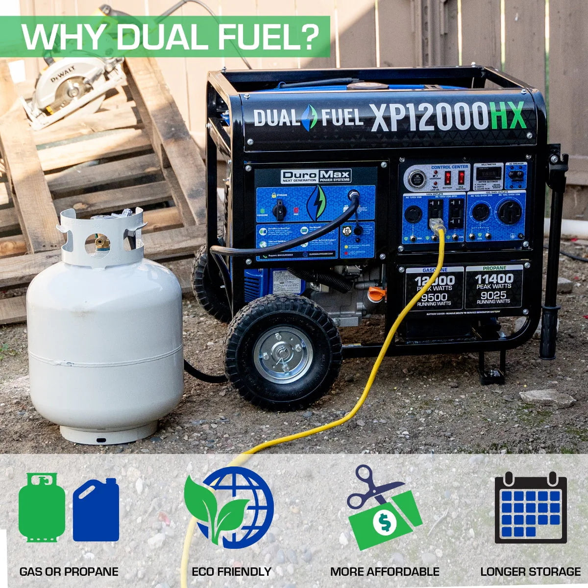 DuroMax-XP12000HX Dual Fuel Portable Generator 12000 Watt E58397