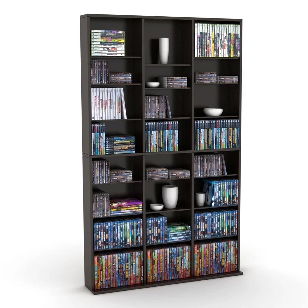 Atlantic 37x60 Oskar Adjustable Wood Media Storage Shelf Bookcase, Espresso