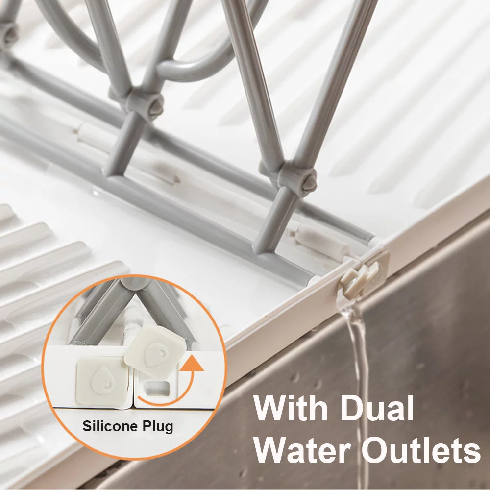 Dcenta Foldable Bottle Drying Rack with Tray for Bottles and Accessories T80324