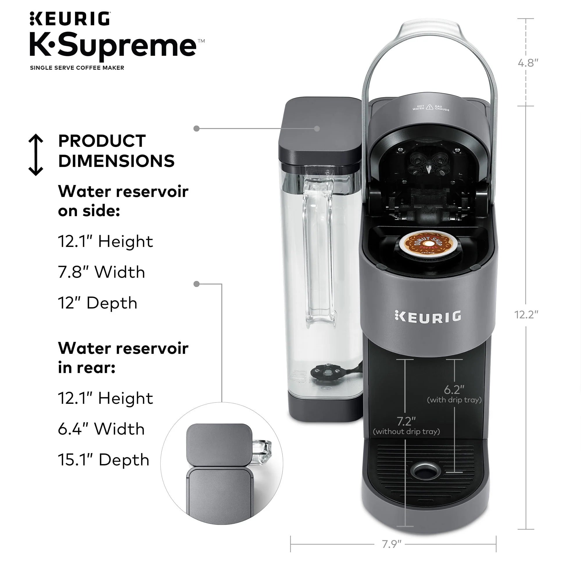 Keurig K-Supreme Single-Serve K-Cup Pod Coffee Maker, Black M388