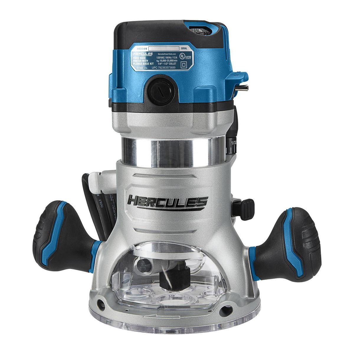HERCULES 12 Amp Variable-Speed Fixed Base Router with Plunge Base Kit Q352