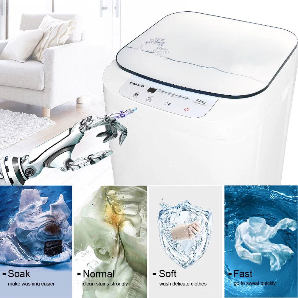 KAPAS Compact Fully Automatic 2-in-1 Washer & Spin Dryer, 8 lbs Capacity Z5317