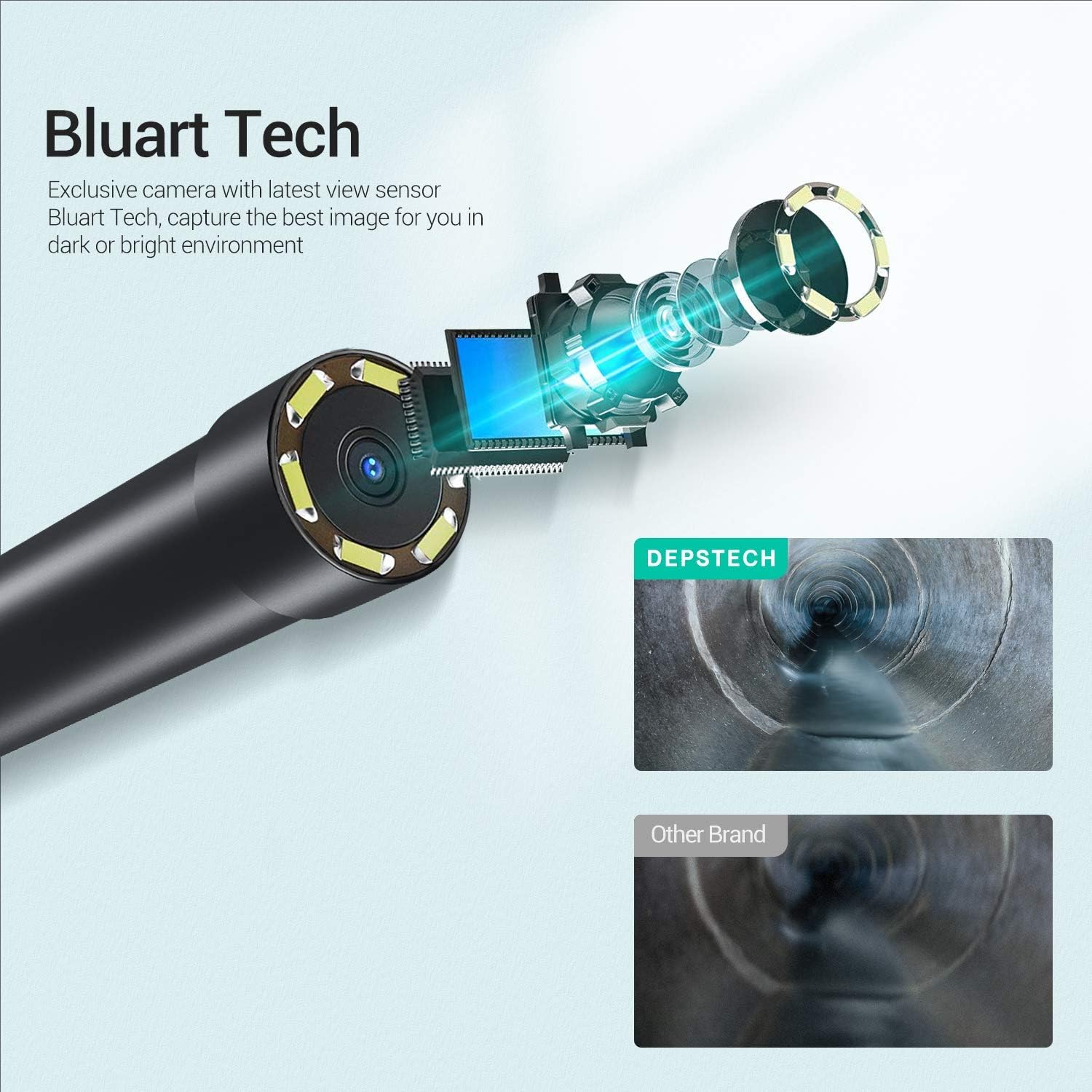 DEPSTECH WiFi Borescope 5.0MP HD Wireless Endoscope, Semi-Rigid, 33ft, Pack of 2 Q1748