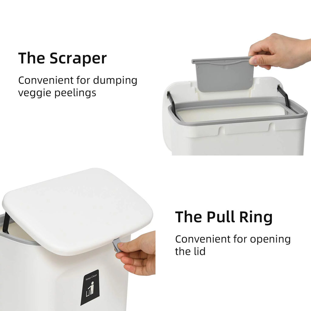 2.4 Gal Hanging Trash Can with Lid for Cabinet Door N636
