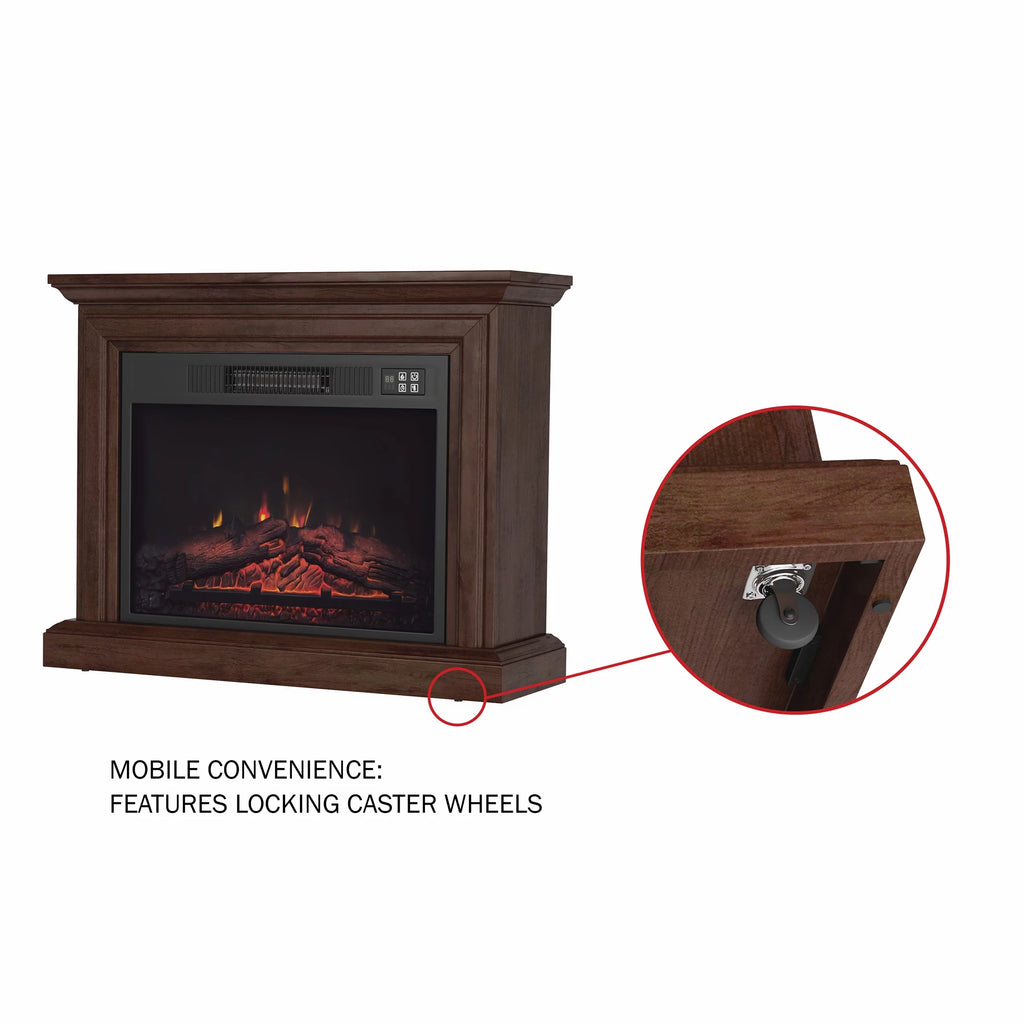 Northwest Mobile Electric Fireplace with Mantel, Remote Control, Brown Y30279