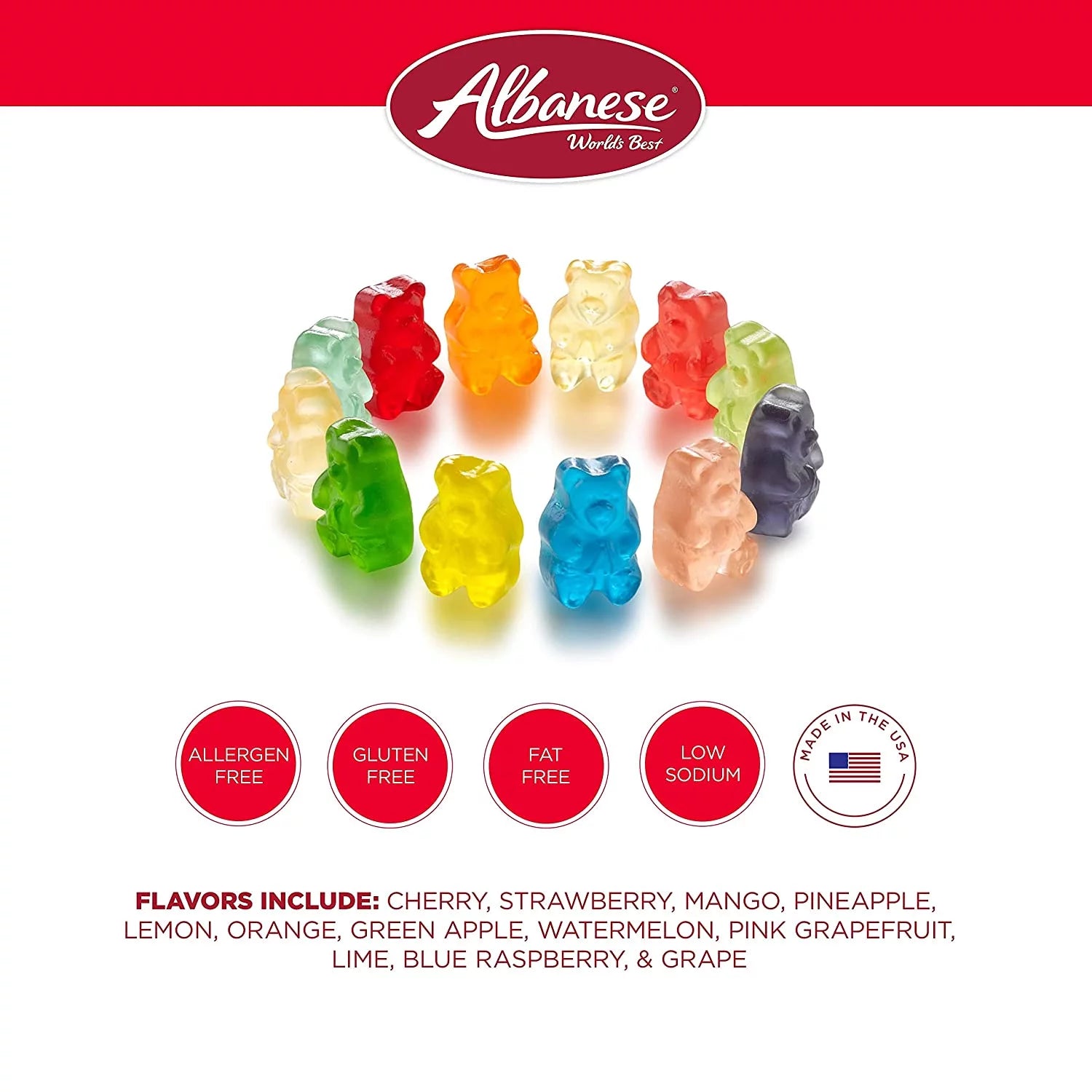 Albanese 12 Flavor Gummi Bears, 5 Pound Bag H69672