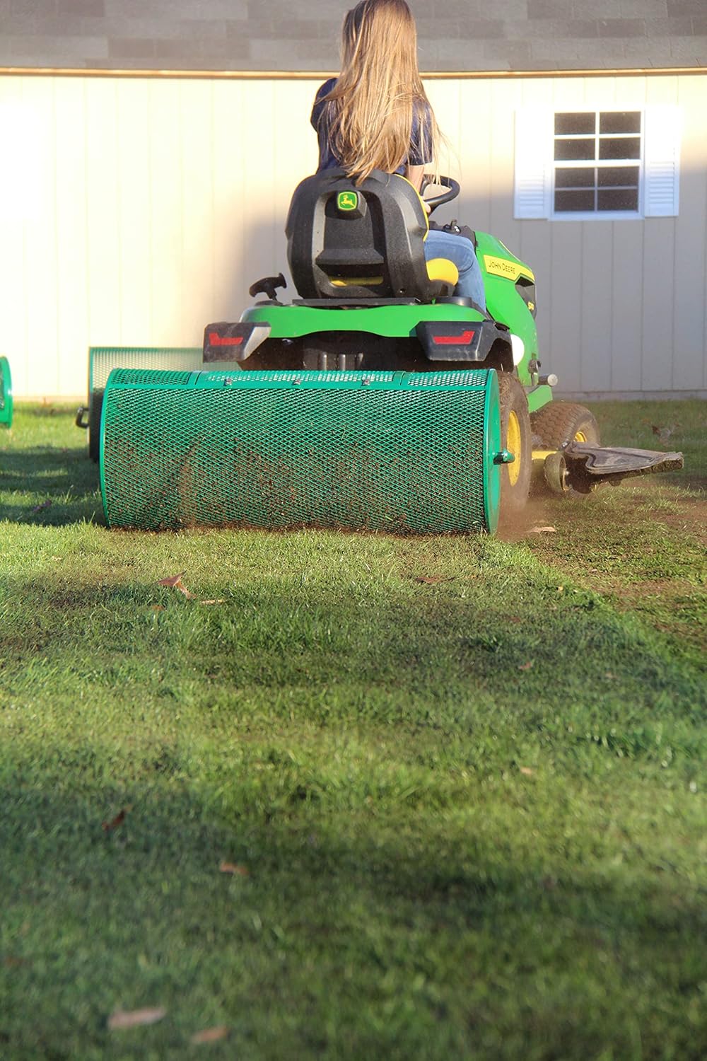 Landzie Lawn & Garden Spreader - 36 Inch Heavy Duty Metal Mesh Push/Tow Spreader A5681