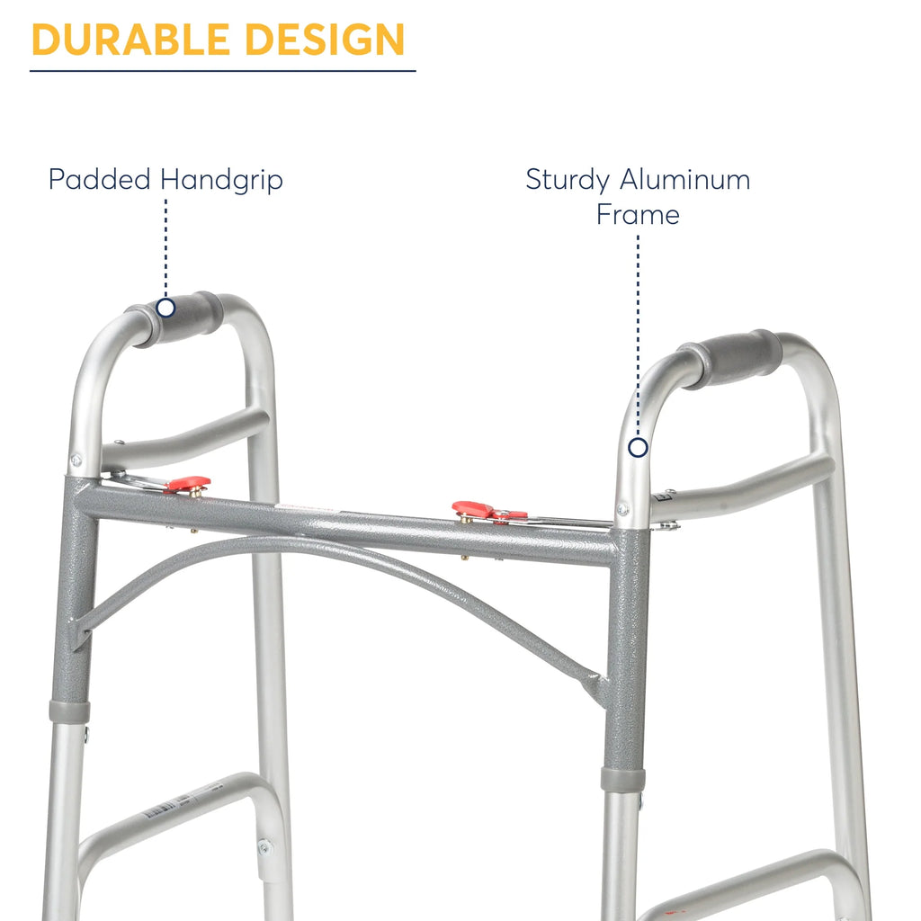 Drive Medical PreserveTech Deluxe Two Button Folding Walker with 5 Wheels B583567