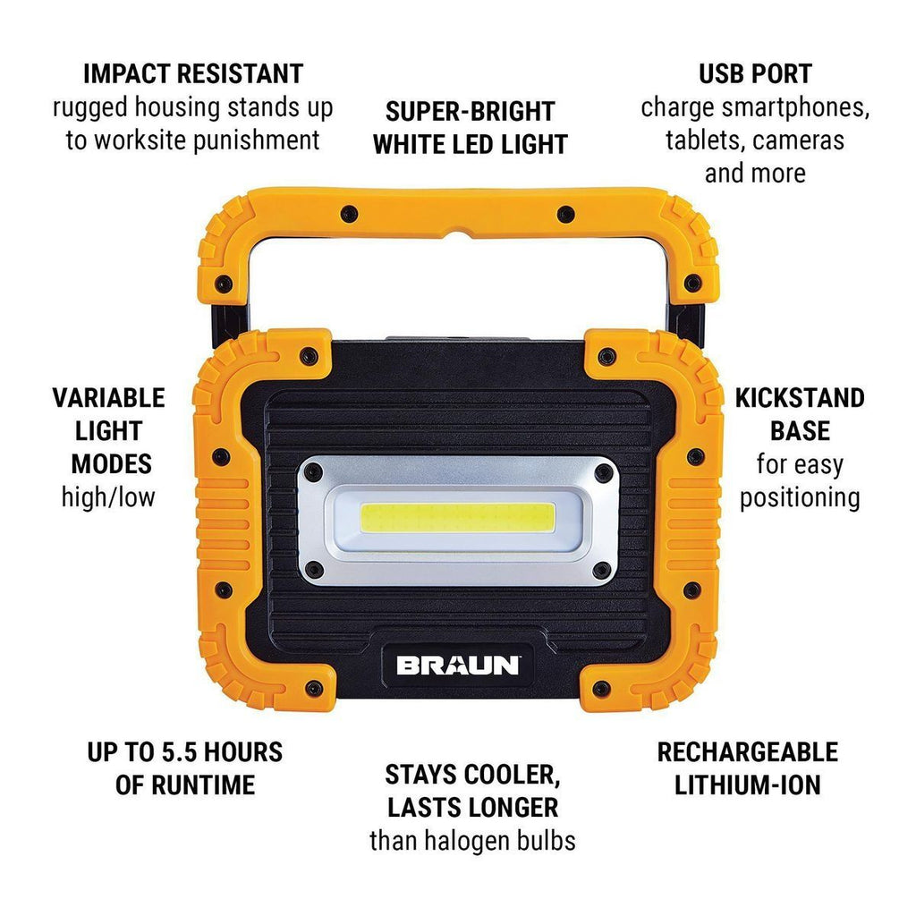 BRAUN 1250 Lumen LED Rechargeable Work Light R8995