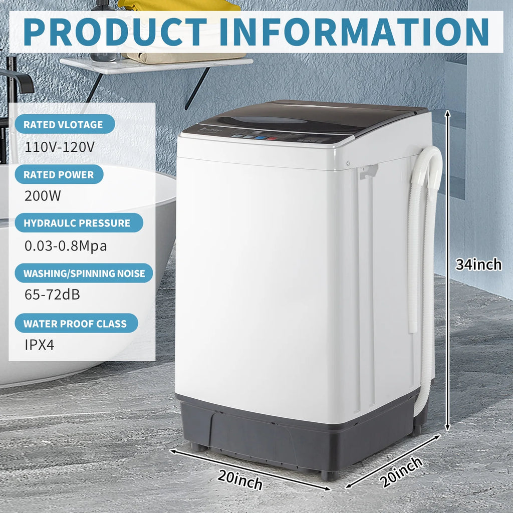 Portable Top Load Washing Machine with Drain Pump, 17.6 Lbs Capacity Y441616