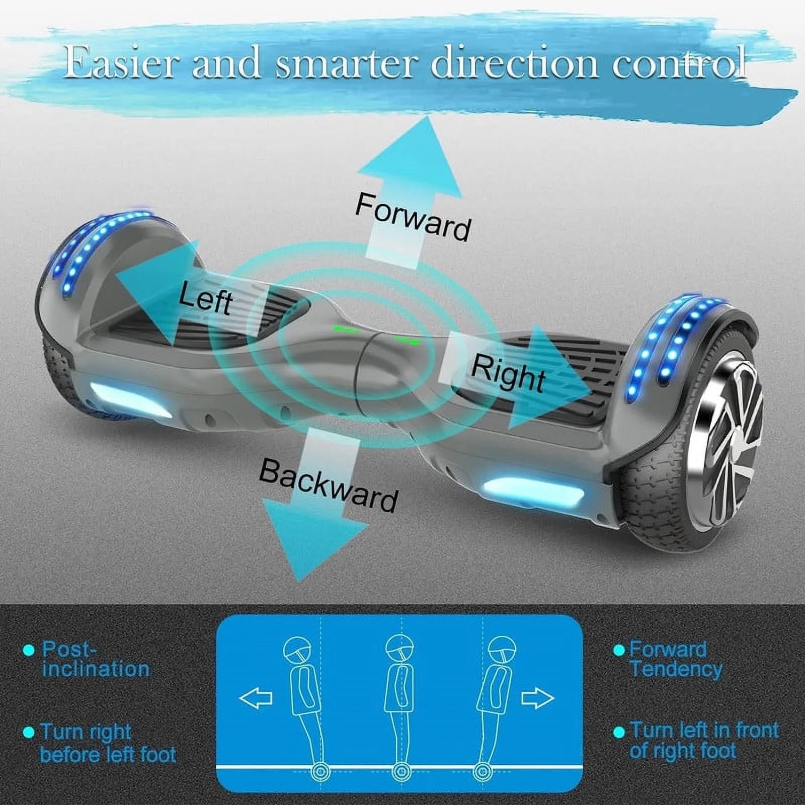 LIEAGLE Hoverboard with Seat Attachment, 6.5 inch Self Balancing Scooter S62540