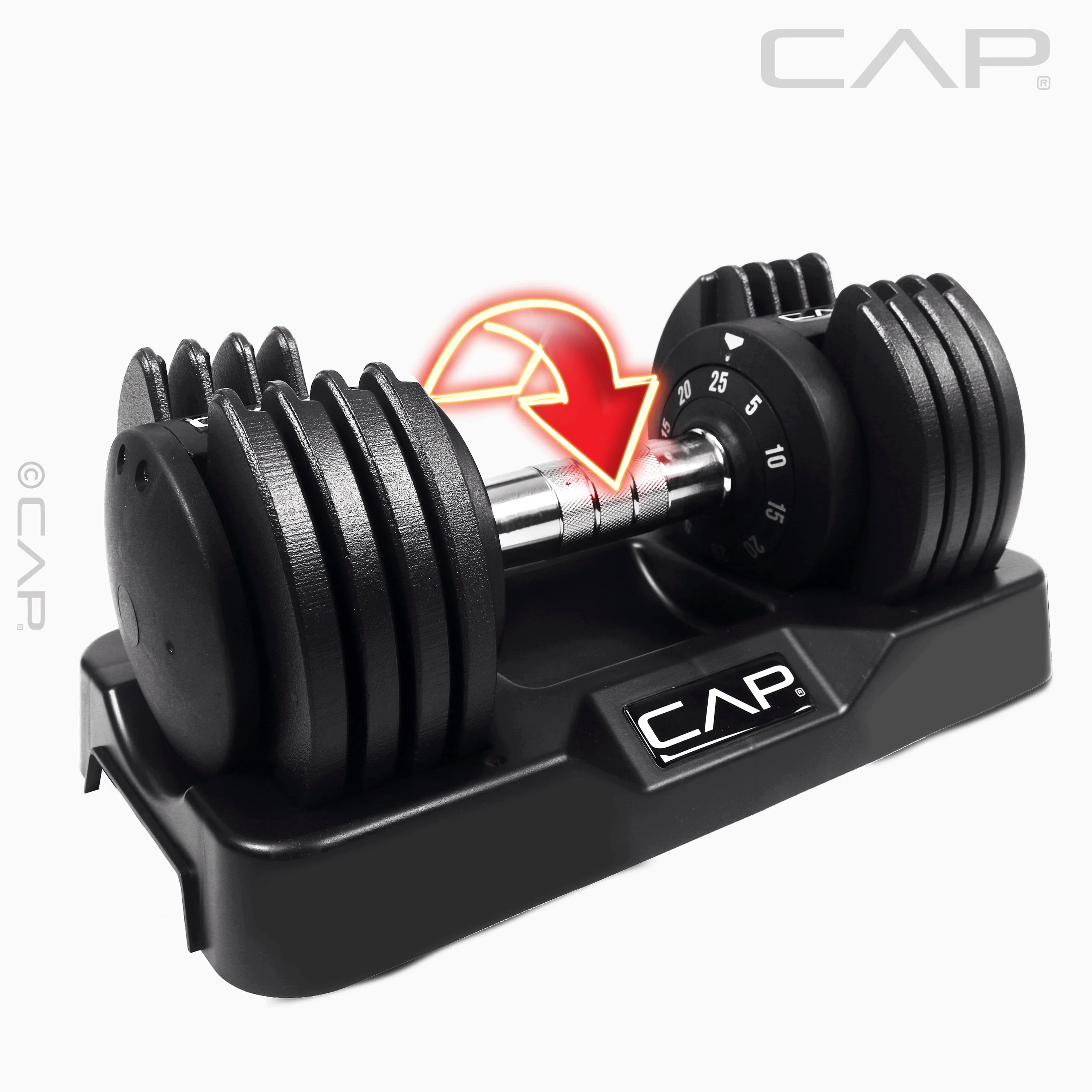 CAP Barbell 25lb Adjustable Dumbbell, Quick Select 5-25 A355