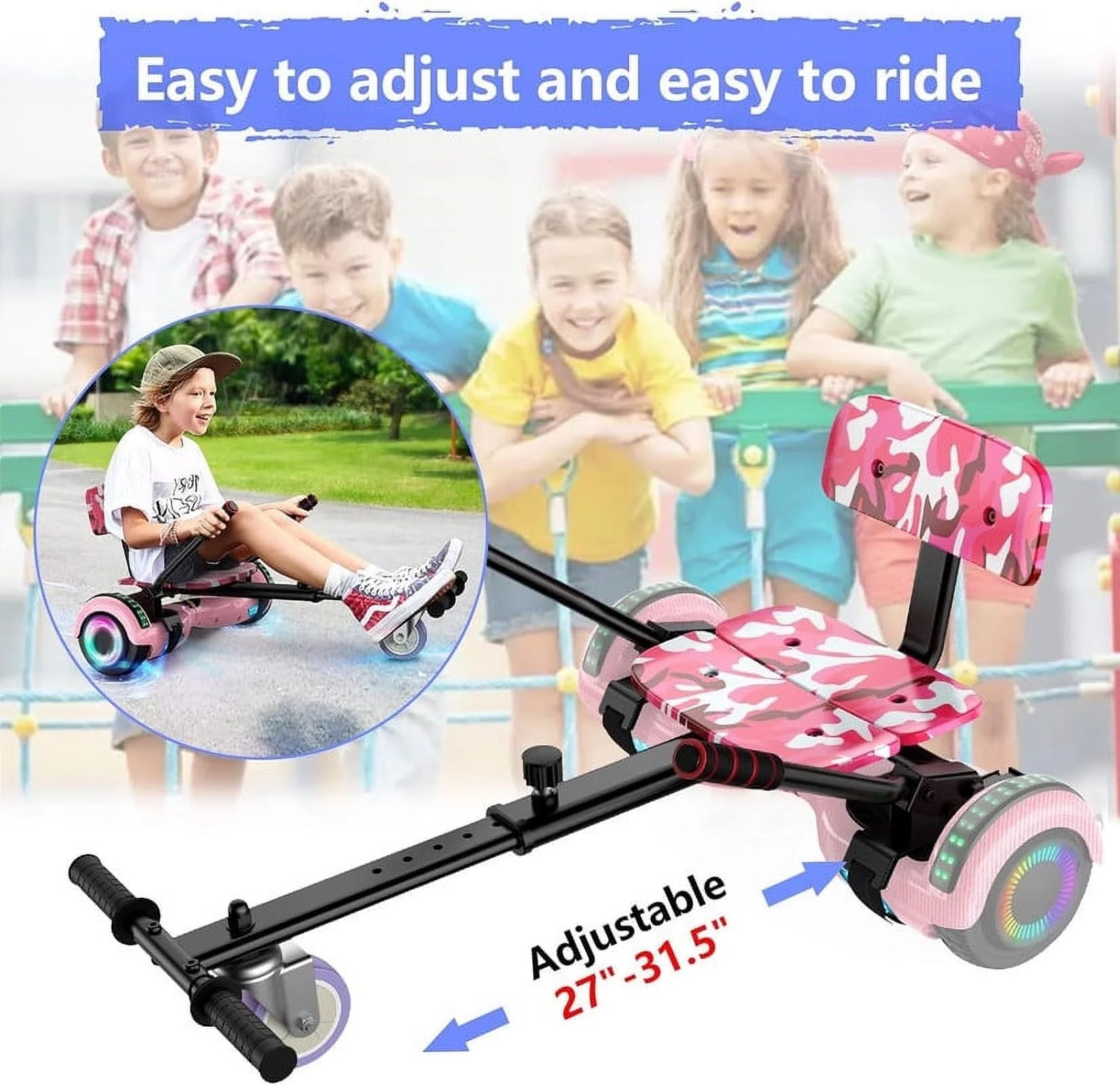 LIEAGLE Hoverboard with Seat Attachment, 6.5 inch Self Balancing Scooter S62540