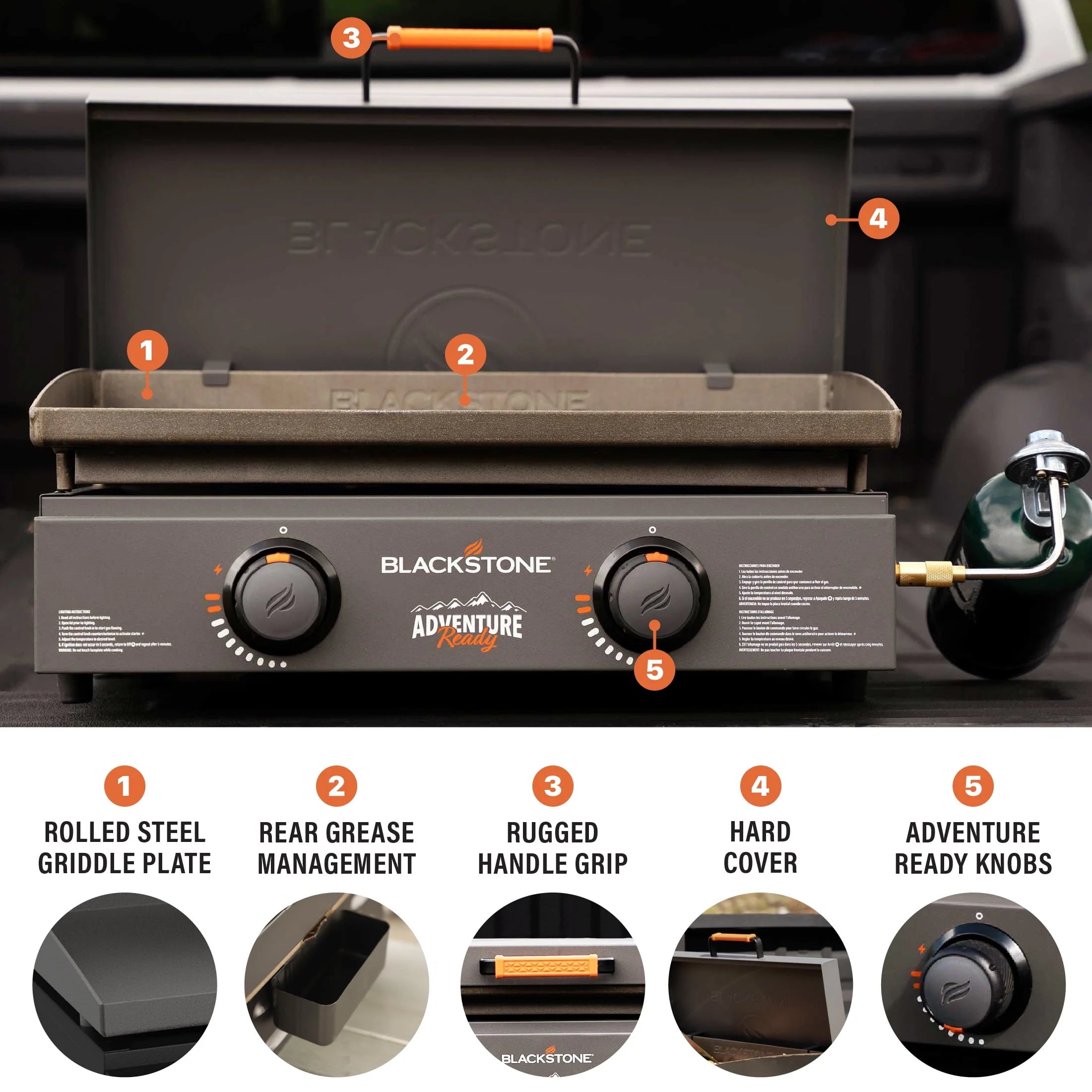 Blackstone Adventure Ready 2-Burner 22 Propane Griddle with Hard Cover O28104
