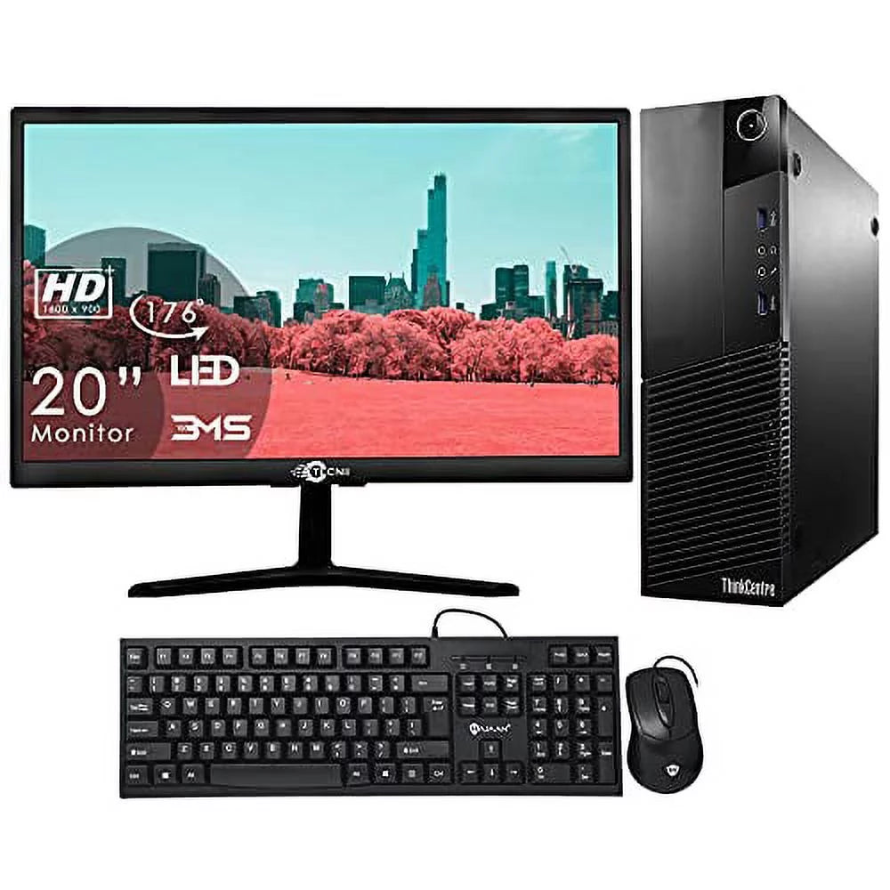 Lenovo ThinkCentre M93P Desktop Computer Package with i5, 8GB RAM, 256GB SSD, Dual 20" Monitors B580