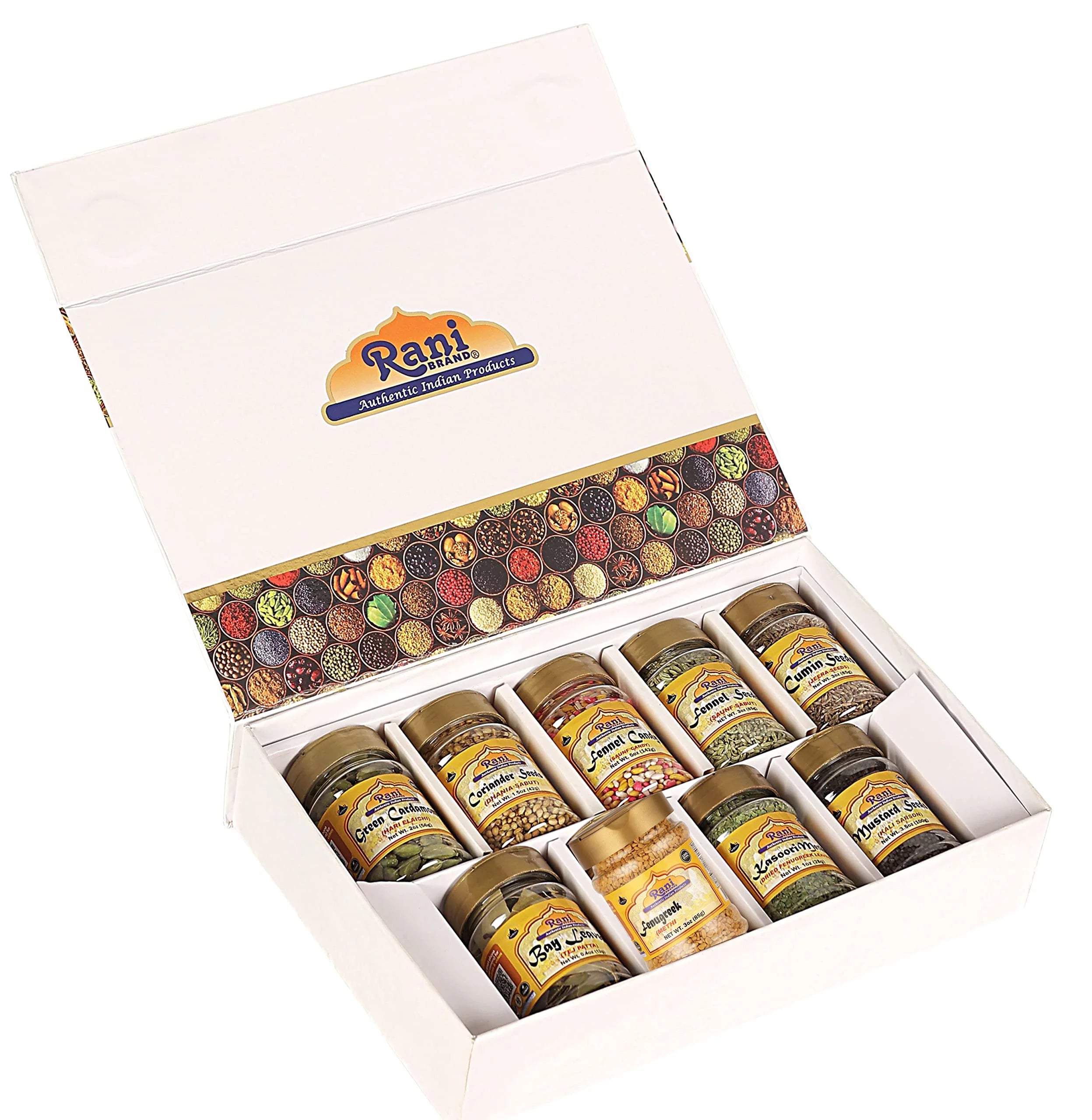 Rani Essential Indian Whole Spices 9 Bottle Gift Box Set, 3oz per Bottle G125833
