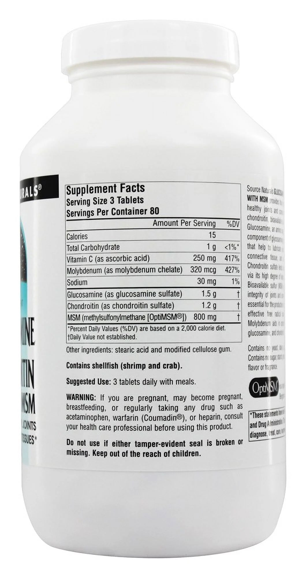 Source Naturals Glucosamine Chondroitin Complex with MSM, 240 Tablets J43340