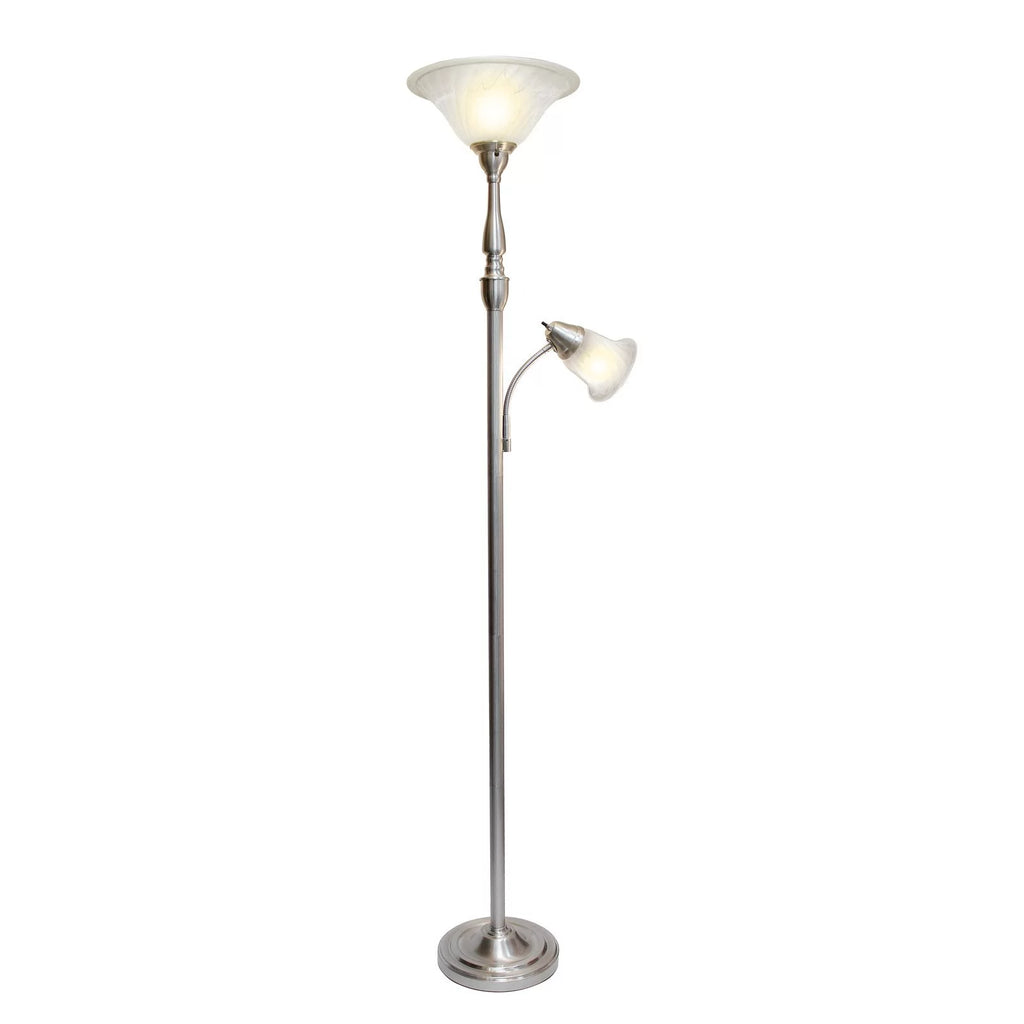 Elegant Designs 2-Light Torchiere Floor Lamp, Brushed Nickel B247