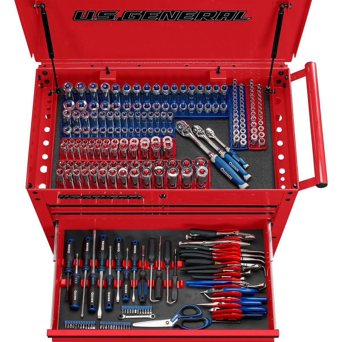 U.S. GENERAL 30 in. 4-Drawer Tech Cart, Red C88183