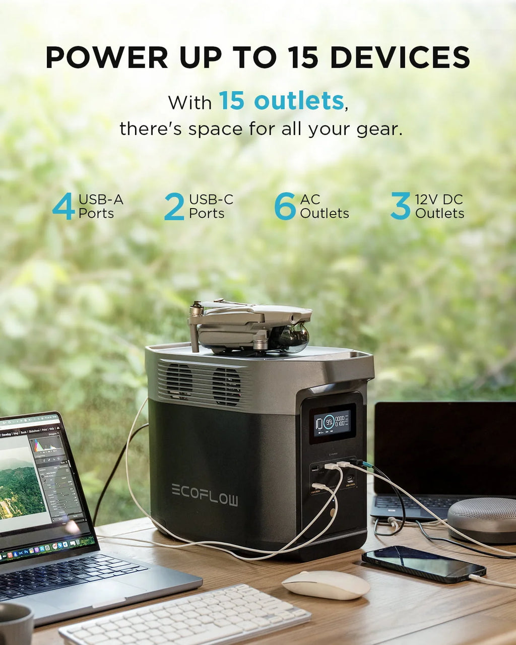 EcoFlow DELTA2 Portable Power Station with Smart Extra Battery, 2200W Solar Generator A57600