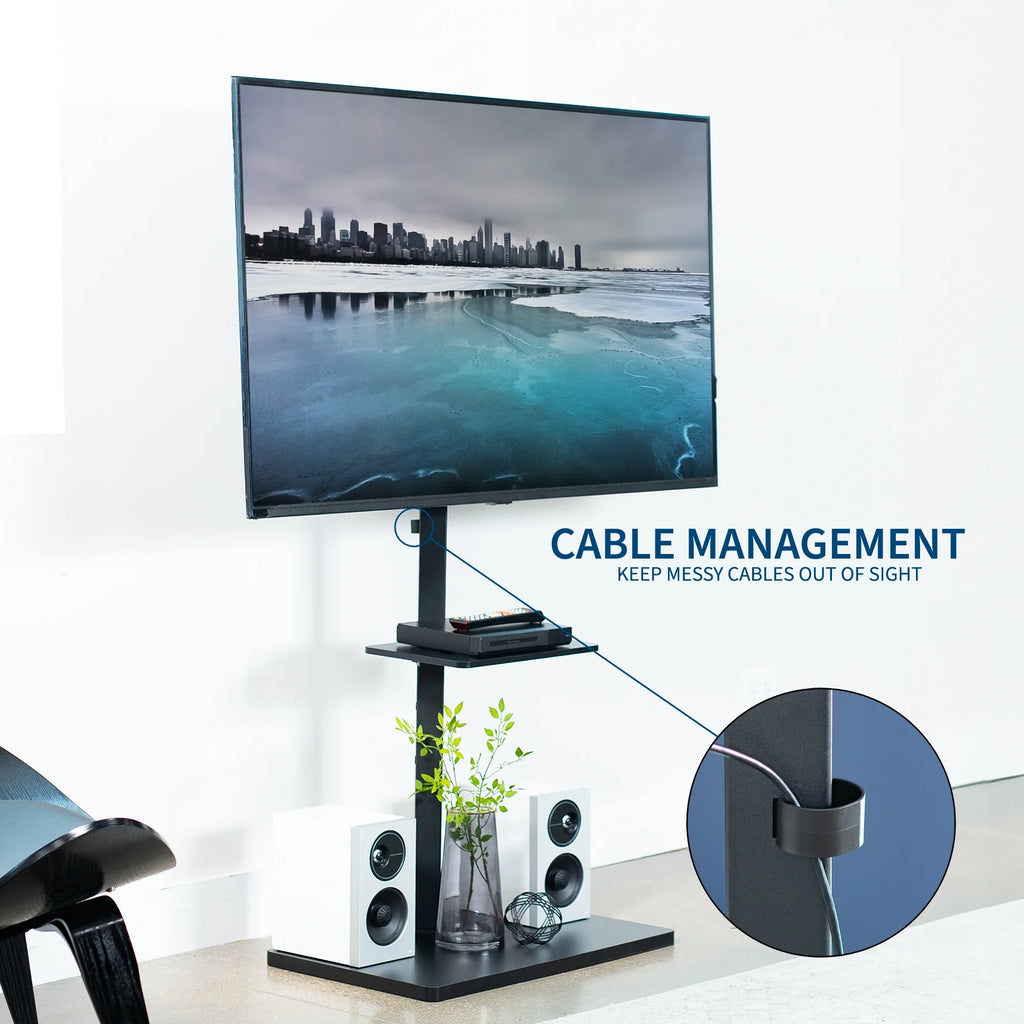 VIVO Economy Height Adjustable TV Floor Stand 37" to 75" K2126